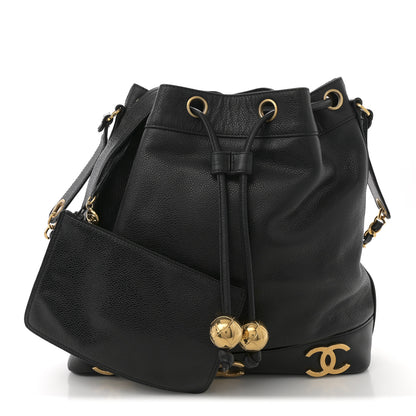 Chanel Caviar CC Drawstring Shoulder Bag Black 2 of 12