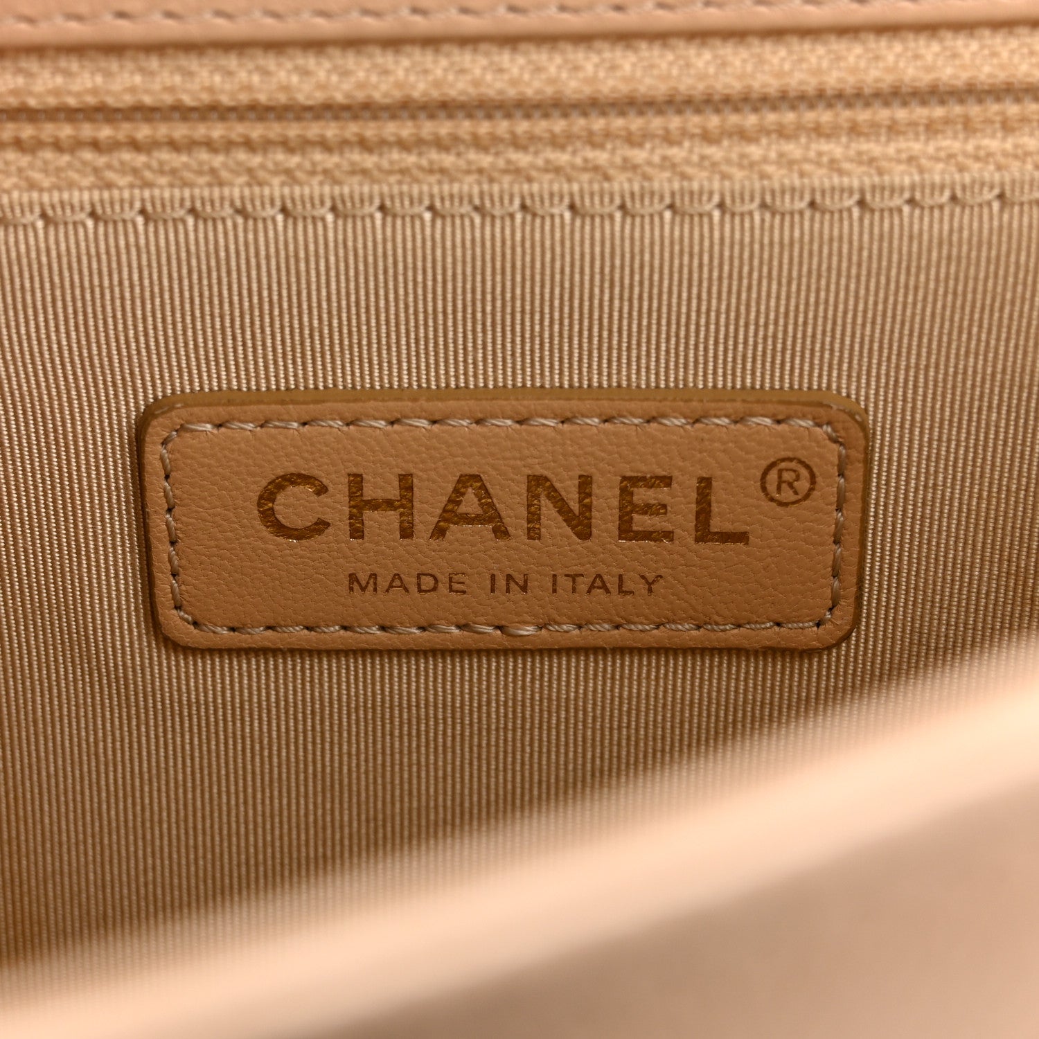 Chanel Grained Calfskin Quilted Medium Label Click Flap Bag Beige 6 of 15