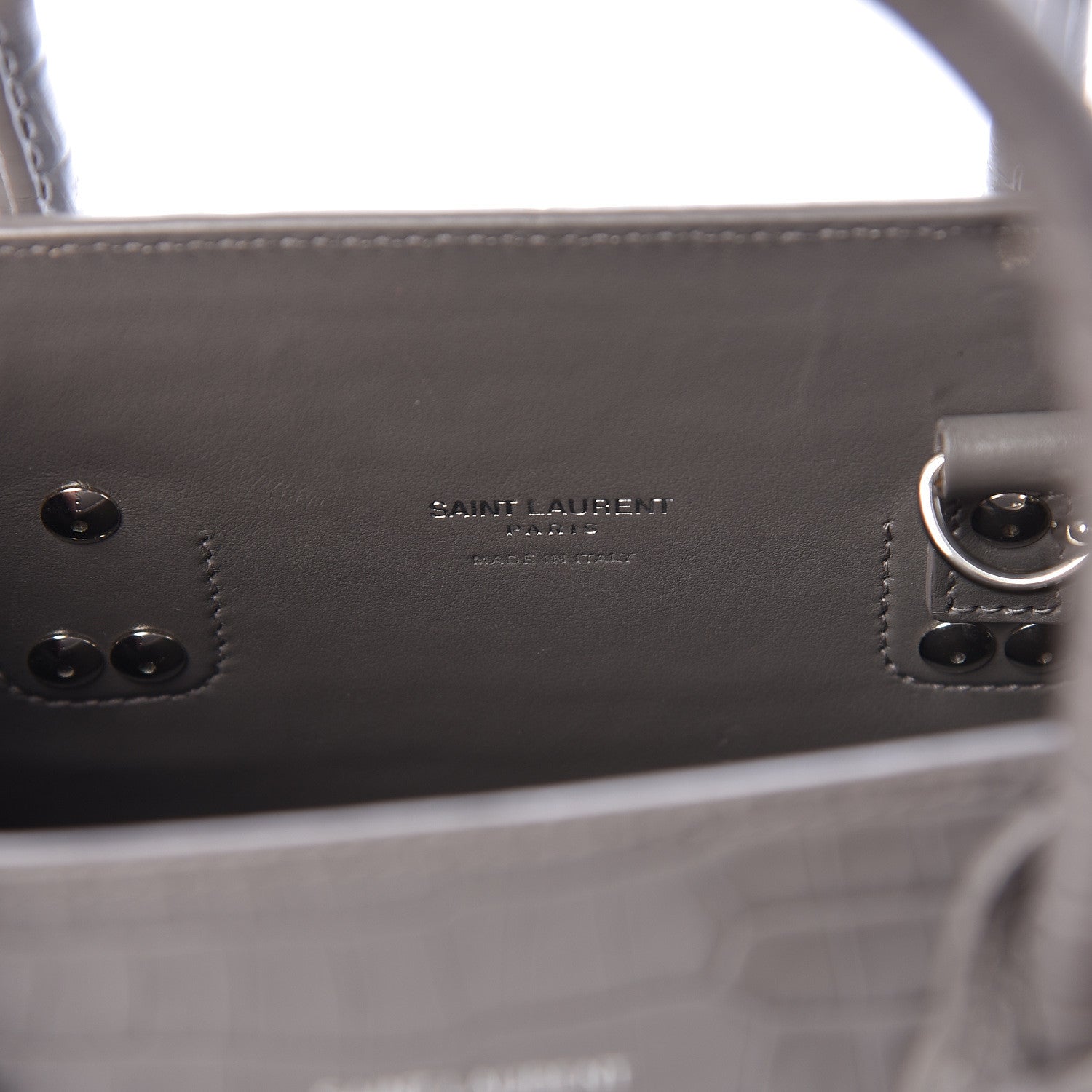 Saint Laurent Calfskin Crocodile Embossed Baby Sac De Jour Fog 6 of 17