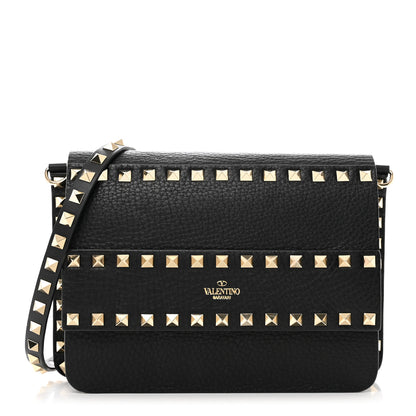 Valentino Garavani Pebbled Calfskin Rockstud Side Slip Crossbody Black 1 of 8