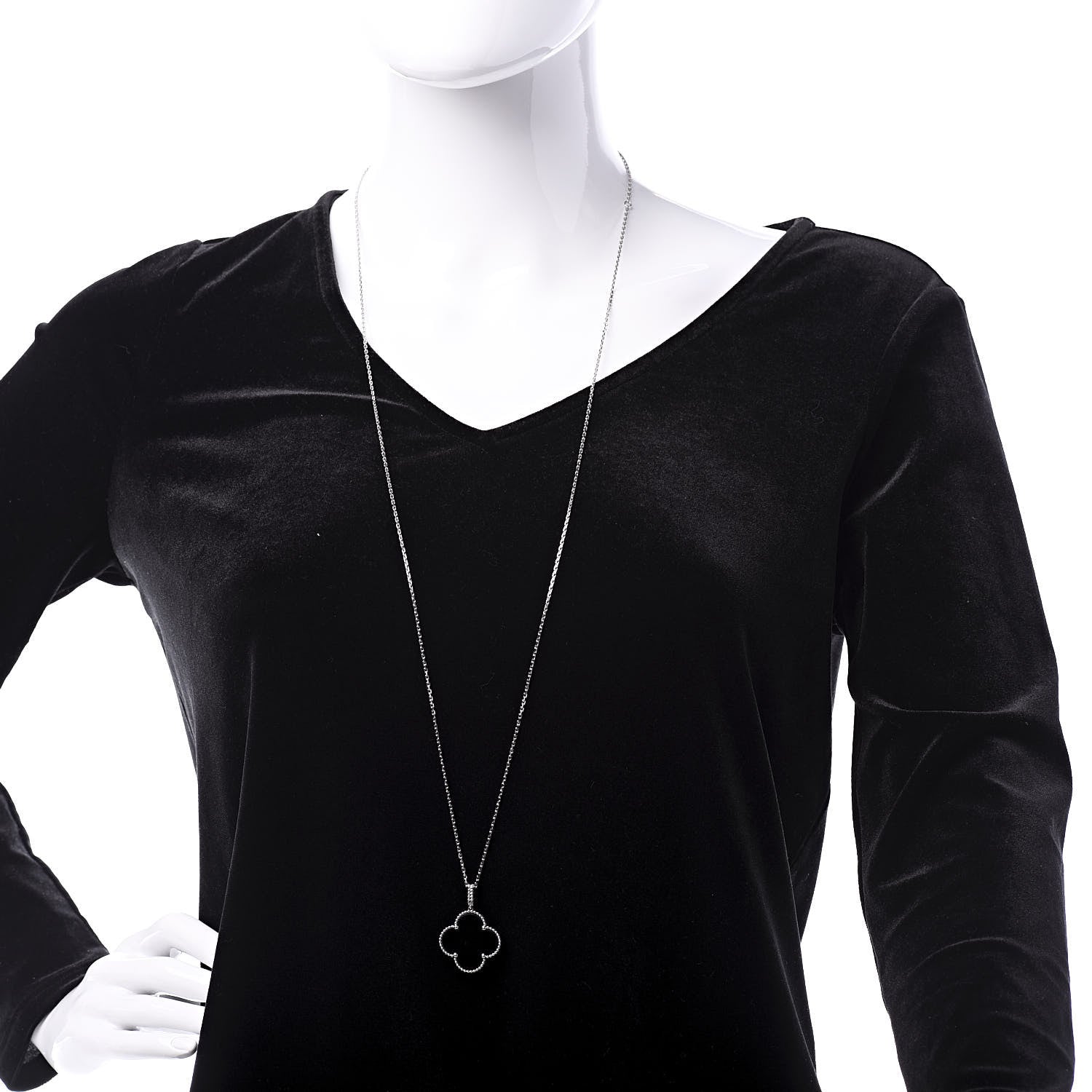 Van Cleef & Arpels 18K White Gold Black Onyx Magic Alhambra Pendant Necklace 2 of 9