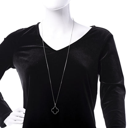 Van Cleef & Arpels 18K White Gold Black Onyx Magic Alhambra Pendant Necklace 2 of 9