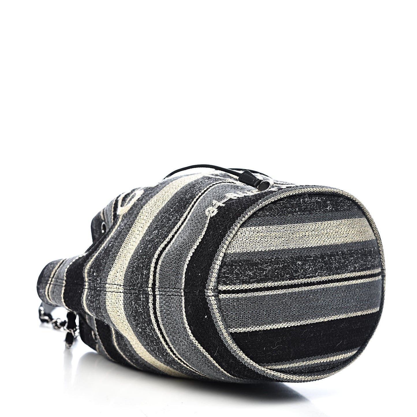 Striped Canvas Deauville Drawstring Bag Grey Black