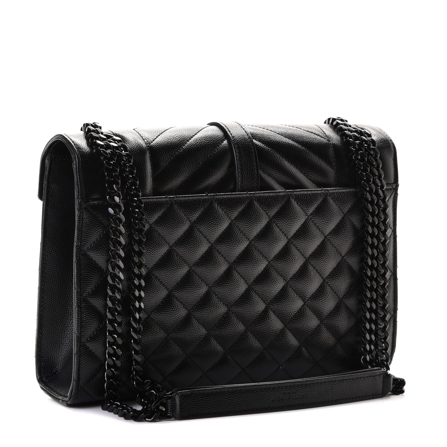 Saint Laurent Grain De Poudre Textured Mixed Matelasse Triquilt Medium Monogram Satchel Black 3 of 9