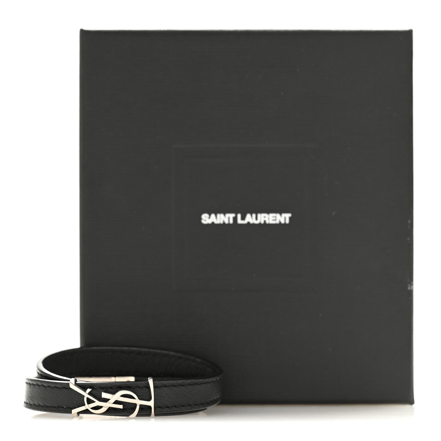 Saint Laurent Calfskin Opyum Double Wrap Bracelet Black 7 of 7