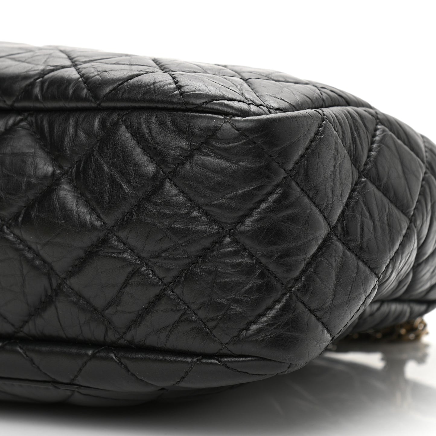 Aged Calfskin Quilted Large Reissue Camera Case Black