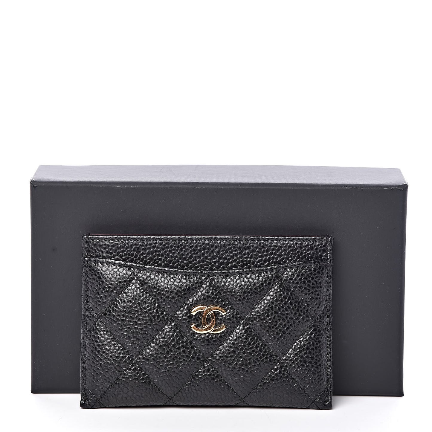 Caviar Quilted Card Holder Black