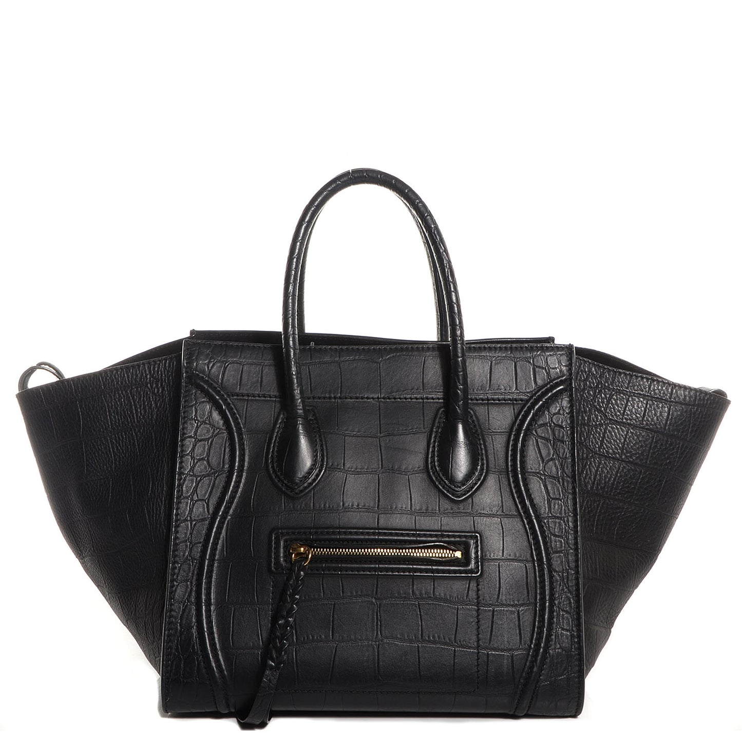 Crocodile Embossed Medium Phantom Luggage Black