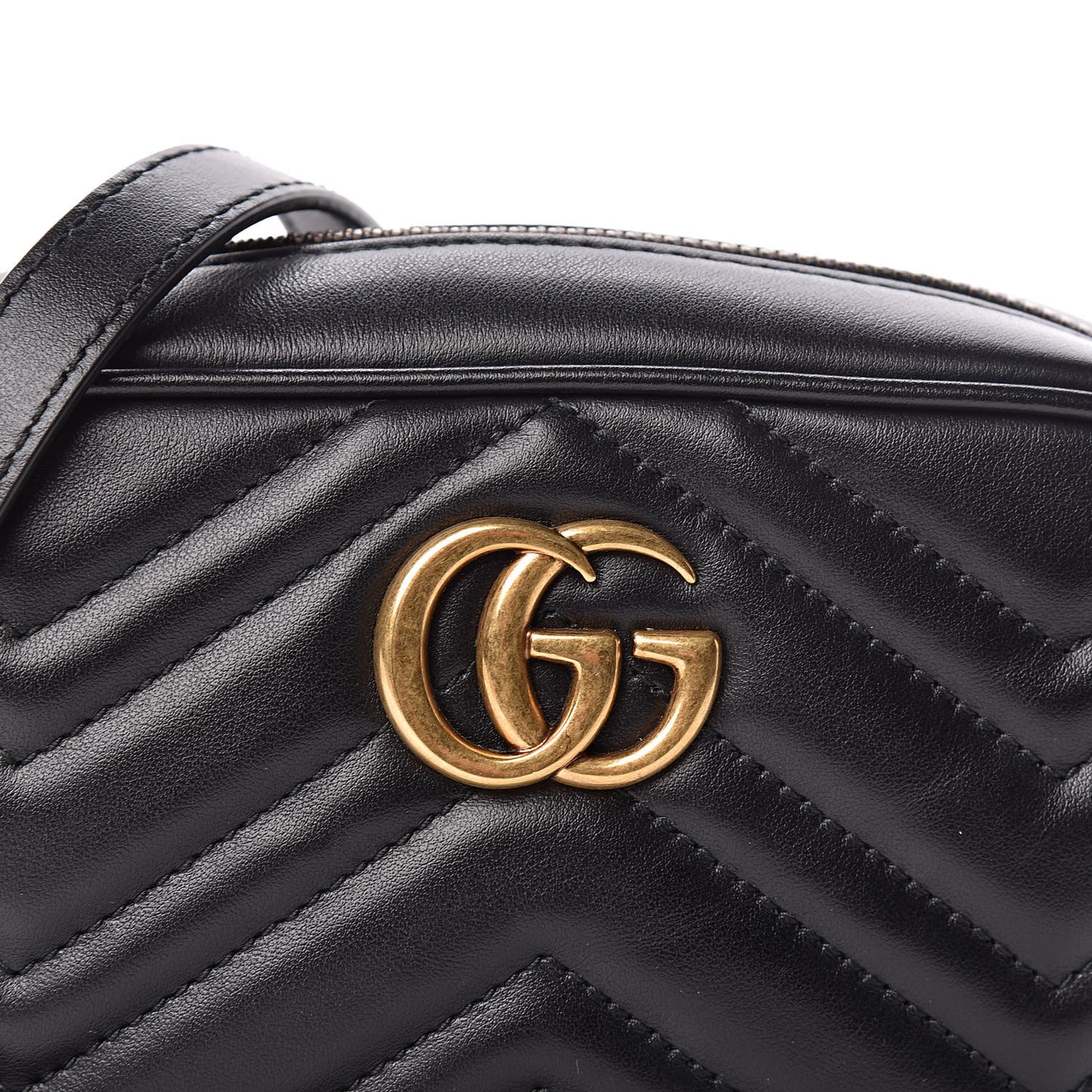 Calfskin Matelasse Mini GG Marmont Chain Shoulder Bag Black