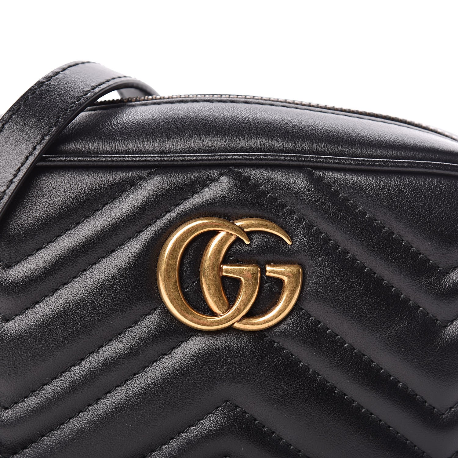 Gucci Calfskin Matelasse Mini GG Marmont Chain Shoulder Bag Black 8 of 10