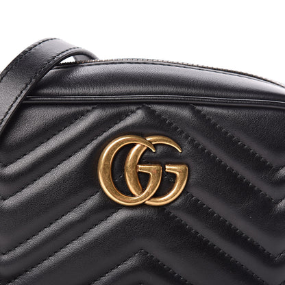 Gucci Calfskin Matelasse Mini GG Marmont Chain Shoulder Bag Black 8 of 10