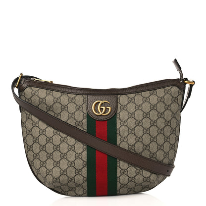 Gucci GG Supreme Monogram Web Small Ophidia Half Moon Hobo Brown 1 of 9