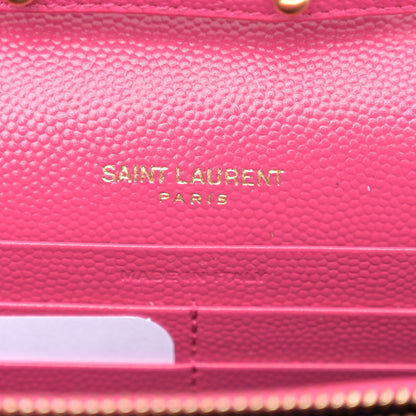 Saint Laurent Grain De Poudre Matelasse Chevron Monogram Chain Wallet Bubblegum 7 of 11