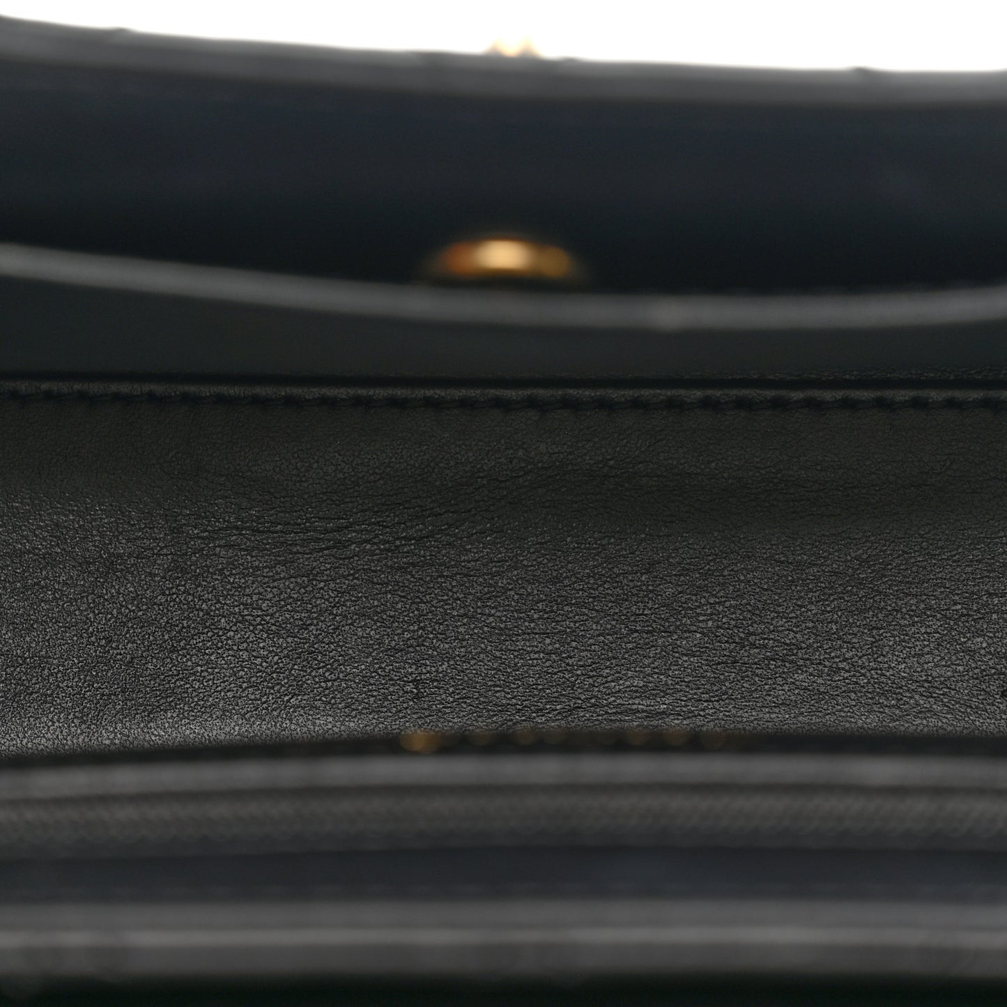 Shiny Aged Calfskin Quilted Nano Kelly Shopper Black Black