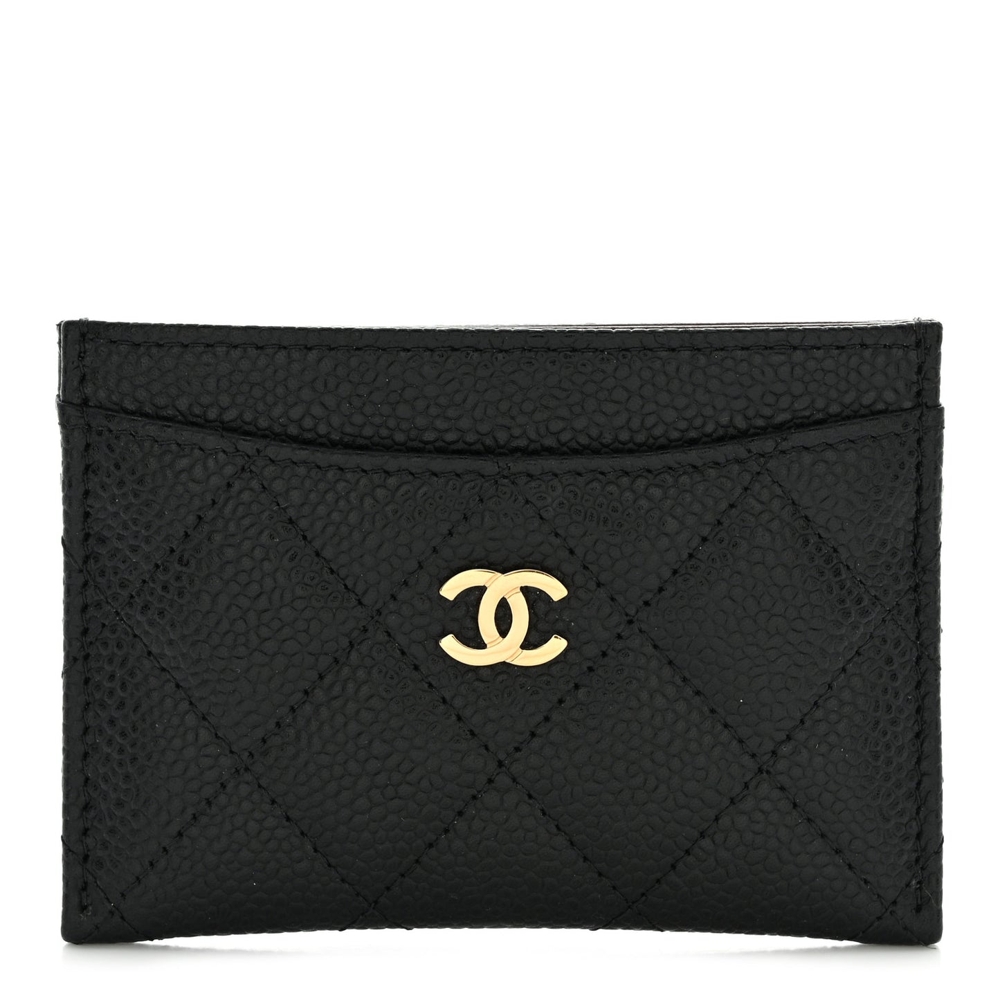 Caviar Quilted Card Holder Black