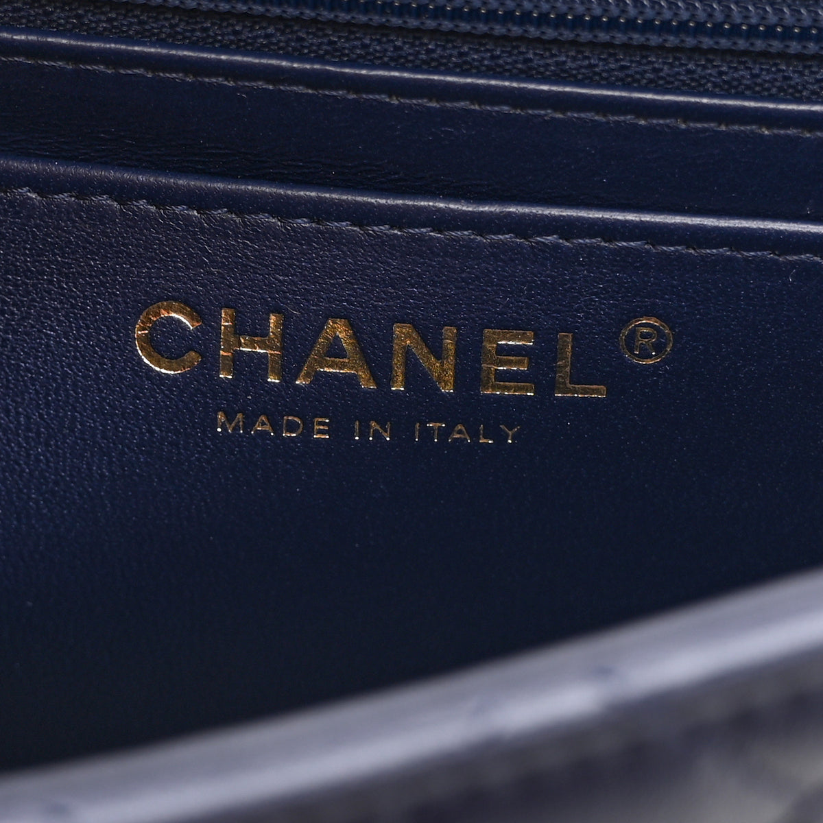 Lambskin Quilted Mini Top Handle Rectangular Flap Navy Blue