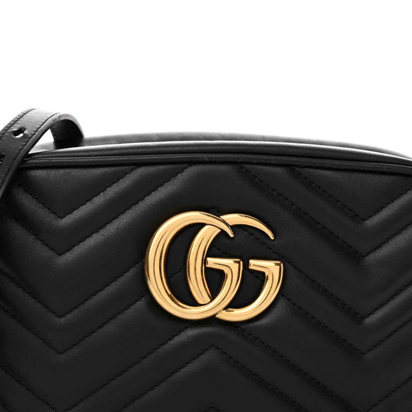 Calfskin Matelasse Small GG Marmont Chain Shoulder Bag Black