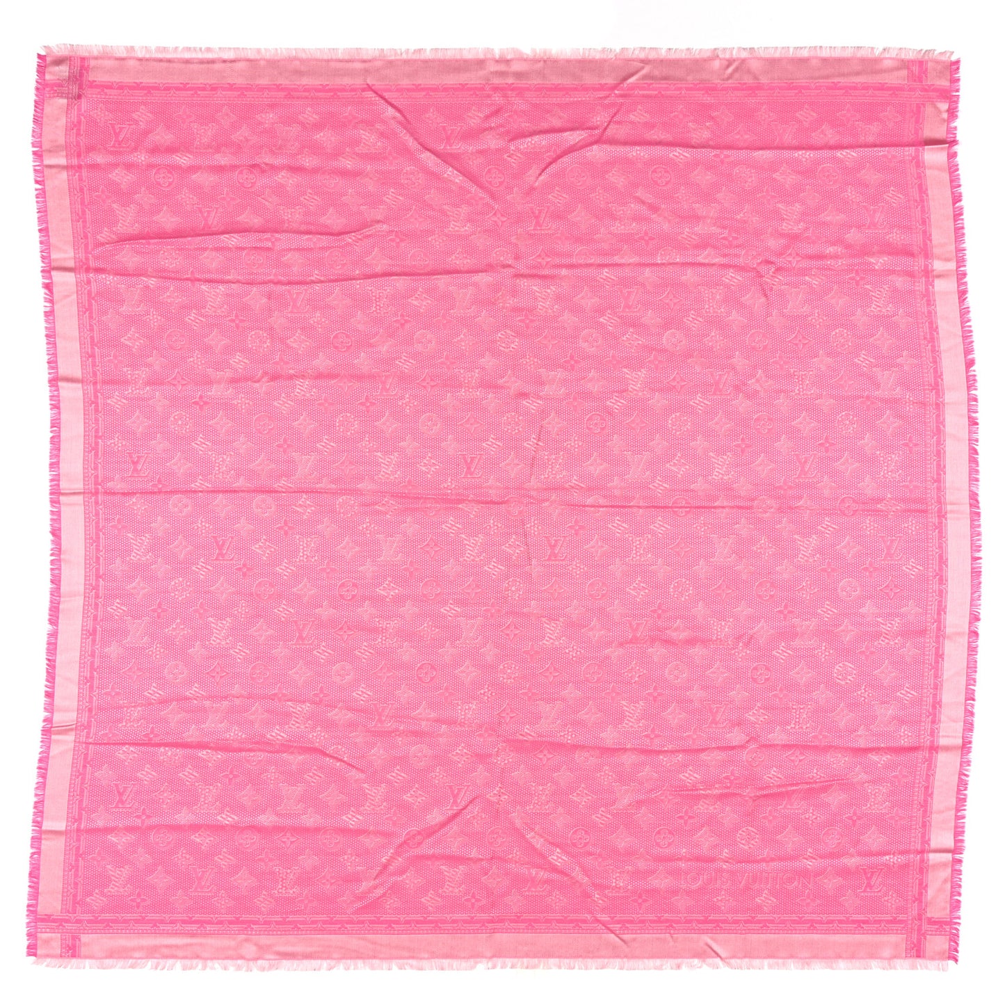 Silk Wool Monogram Shawl Pink