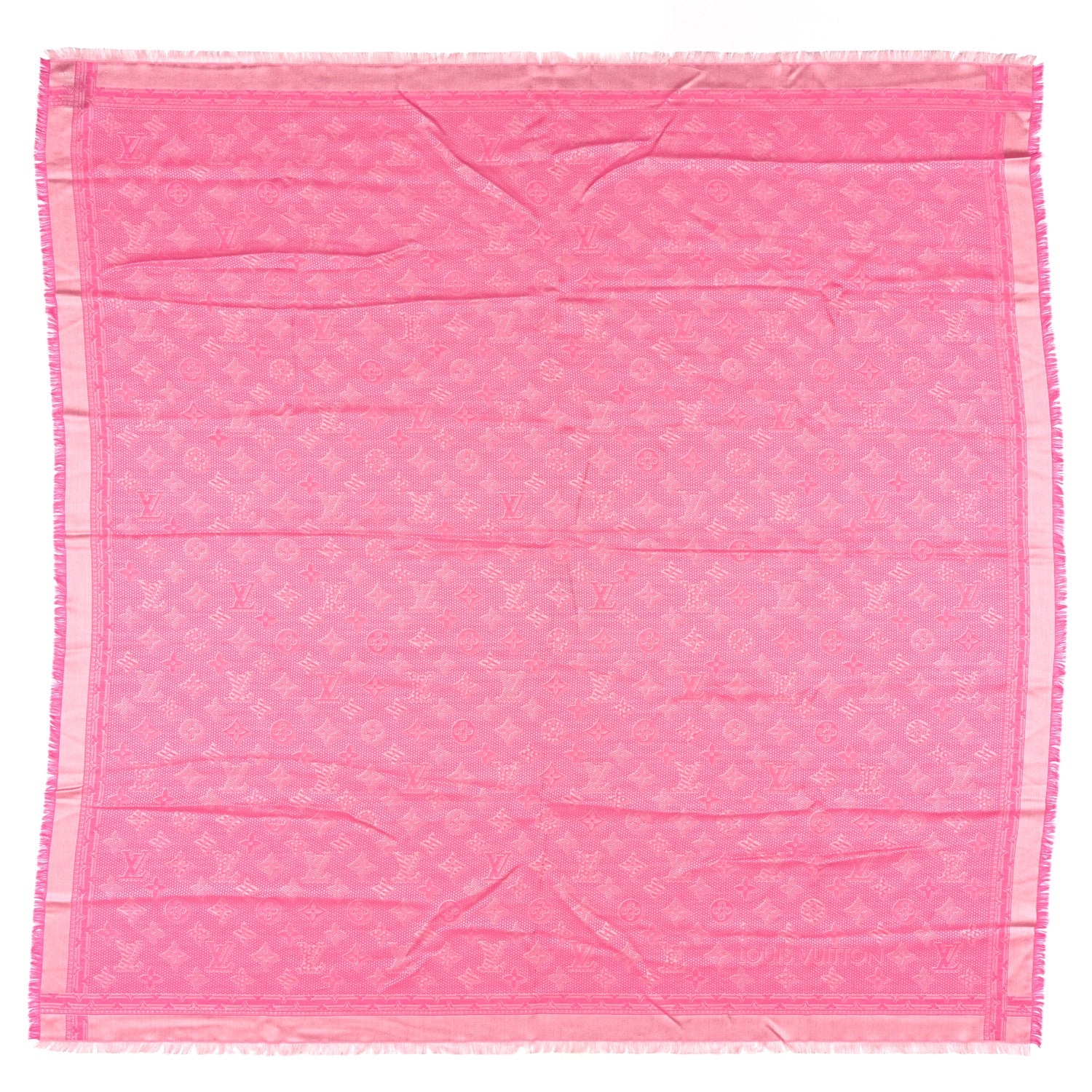 Louis Vuitton Silk Wool Monogram Shawl Pink 1 of 5