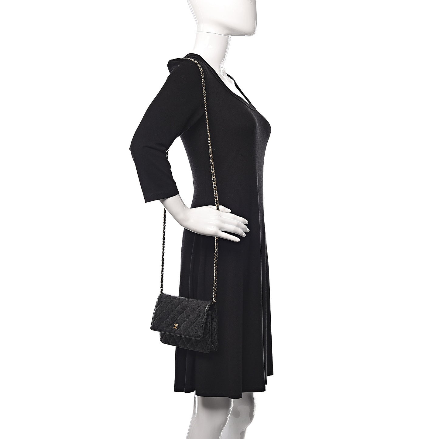 Caviar Quilted Wallet On Chain WOC Black
