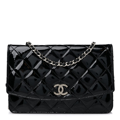 Chanel Patent Quilted Brilliant Wallet On Chain WOC Black 1 of 12