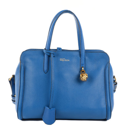 Alexander McQueen Pebbled Calfskin Small Skull Padlock Zip Around Tote Blue 1 of 9