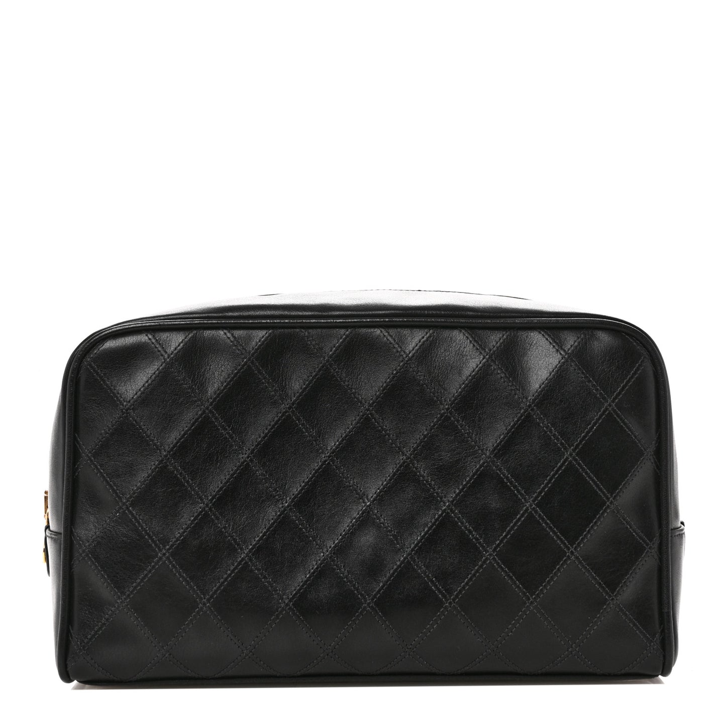 Lambskin Diamond Stitch Cosmetic Case Black