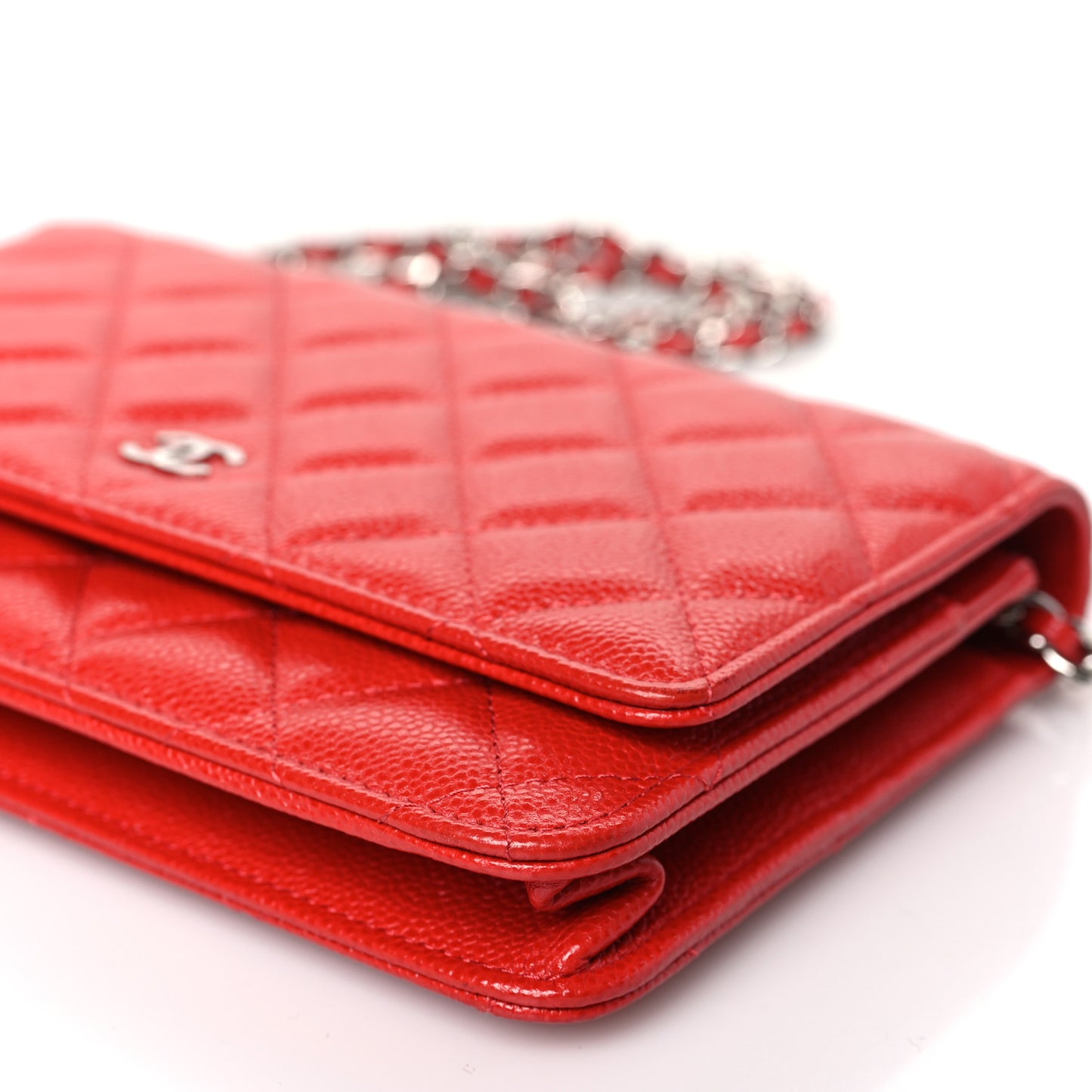 Caviar Quilted Wallet on Chain WOC Red