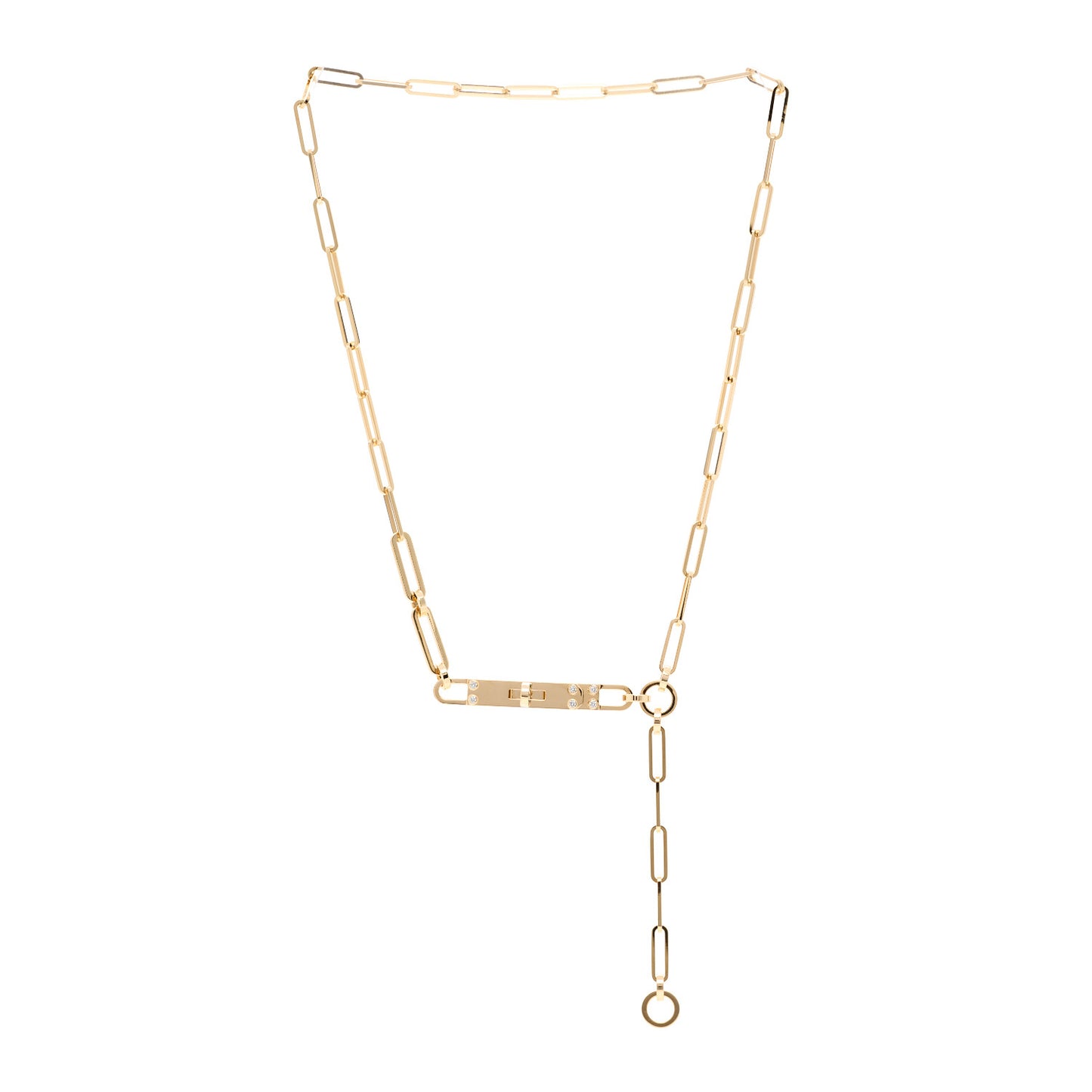 18K Yellow Gold Diamond PM Kelly Chaine Lariat Necklace ST