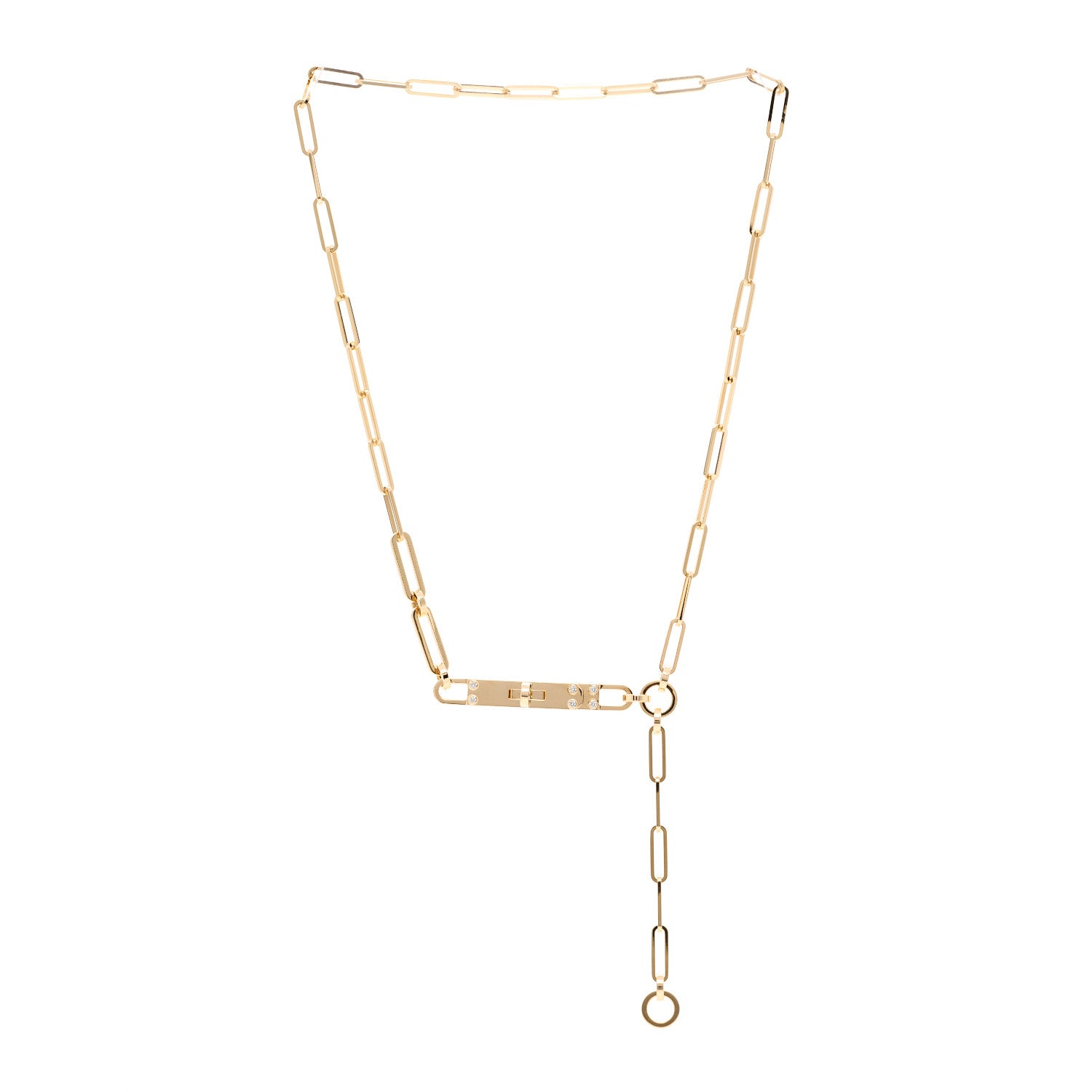 Hermes 18K Yellow Gold Diamond PM Kelly Chaine Lariat Necklace ST 3 of 5