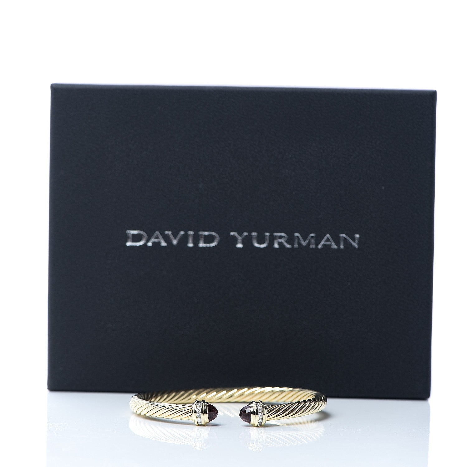 David Yurman 18K Yellow Gold Diamond Pink Tourmaline 5mm Cable Bracelet 5 of 5