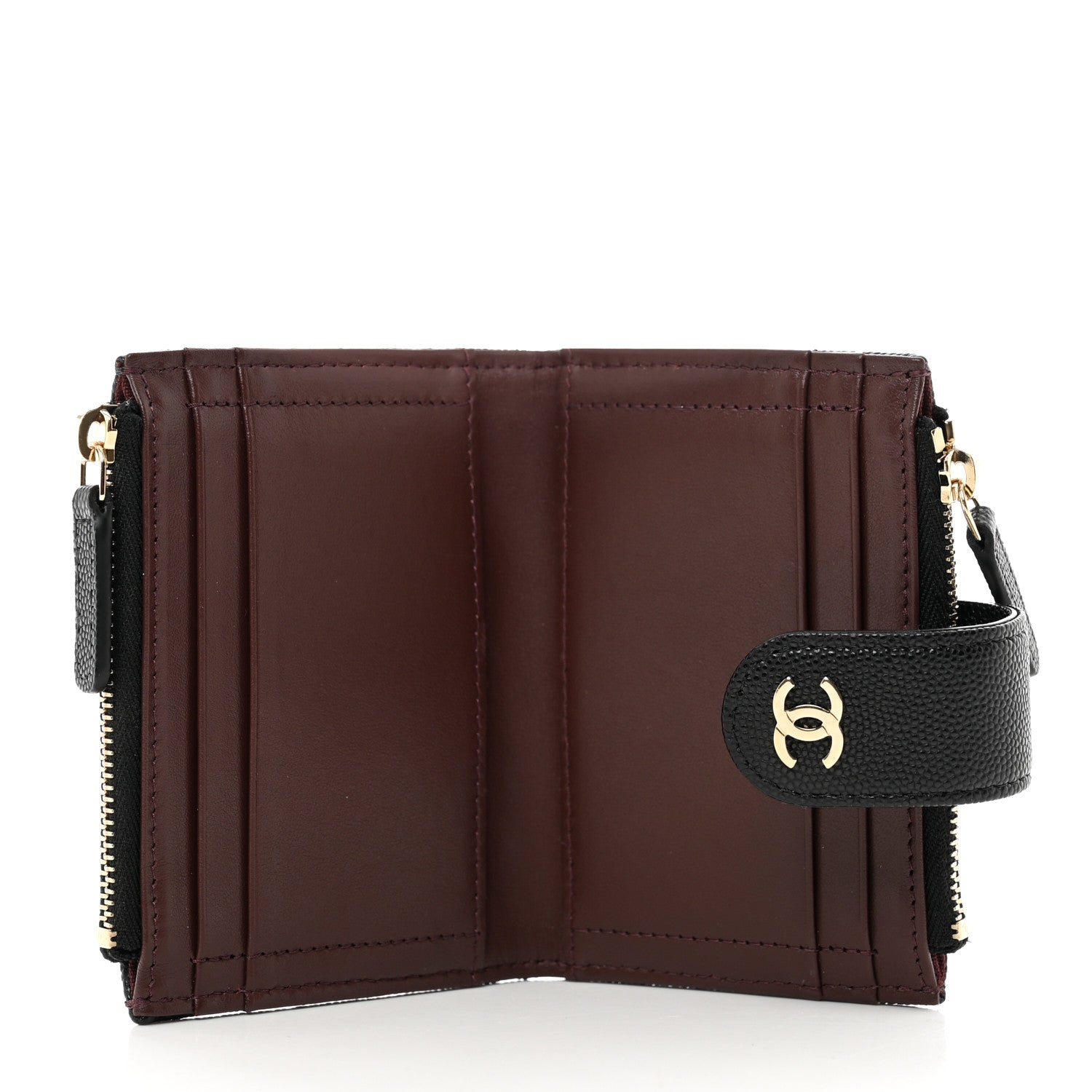 Chanel Caviar Quilted Compact Zipped Pocket Wallet Black 5 of 7