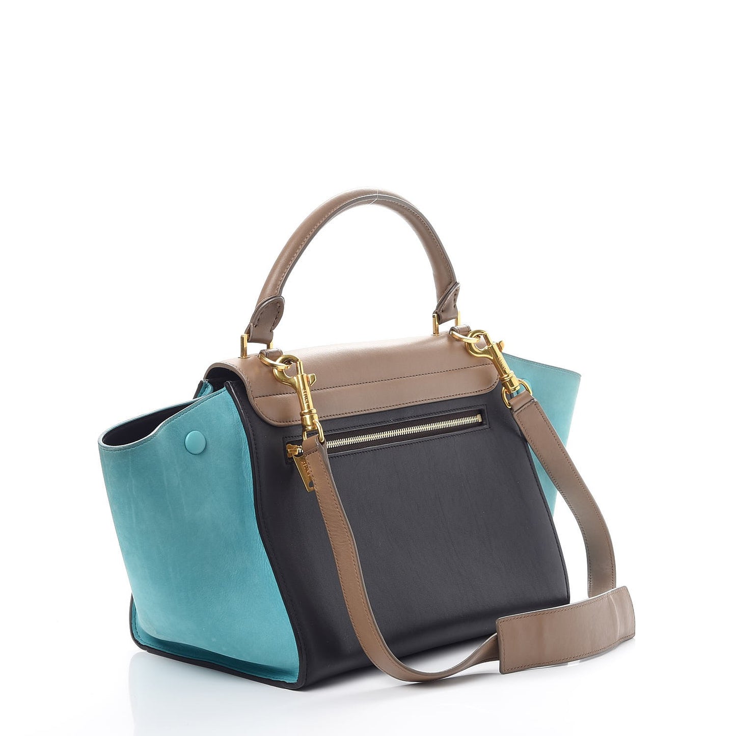 Smooth Calfskin Nubuck Small Tri-Color Trapeze Taupe