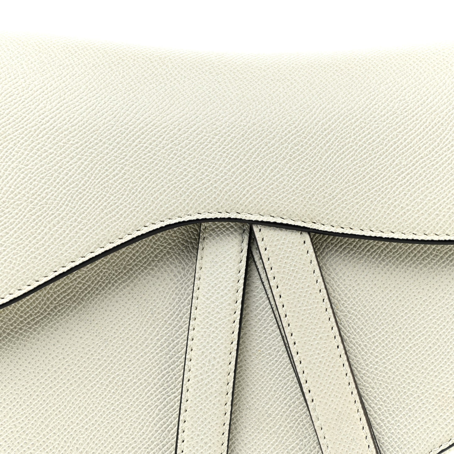 Grained Calfskin Saddle Bag White