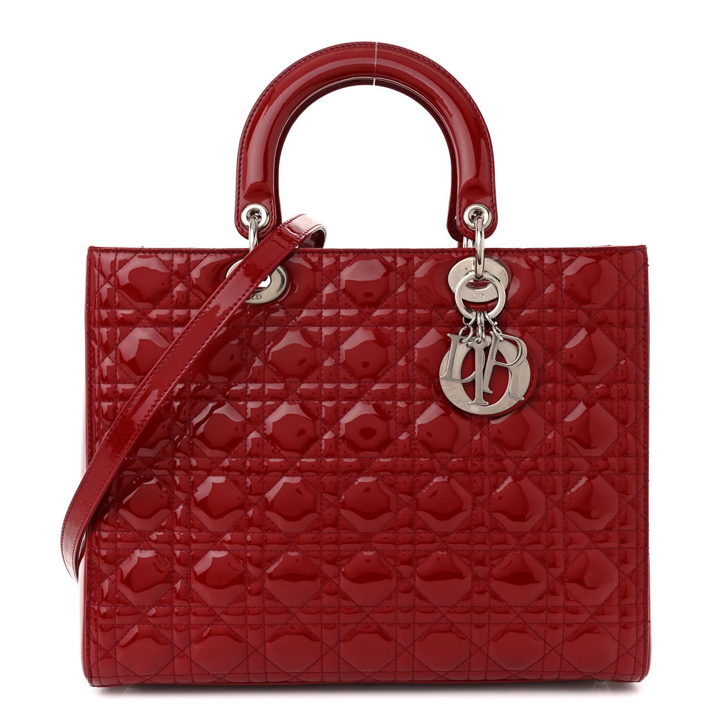 Patent Cannage Large Lady Dior Red