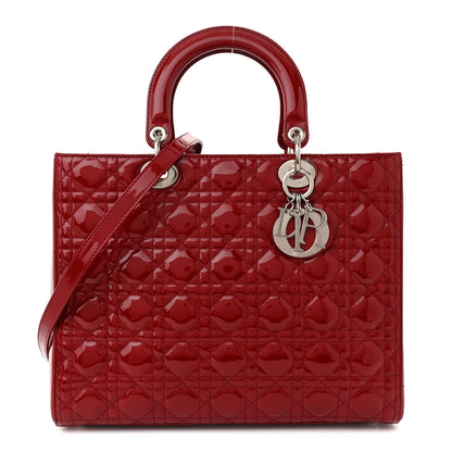 Christian Dior Patent Cannage Large Lady Dior Red 1 of 14