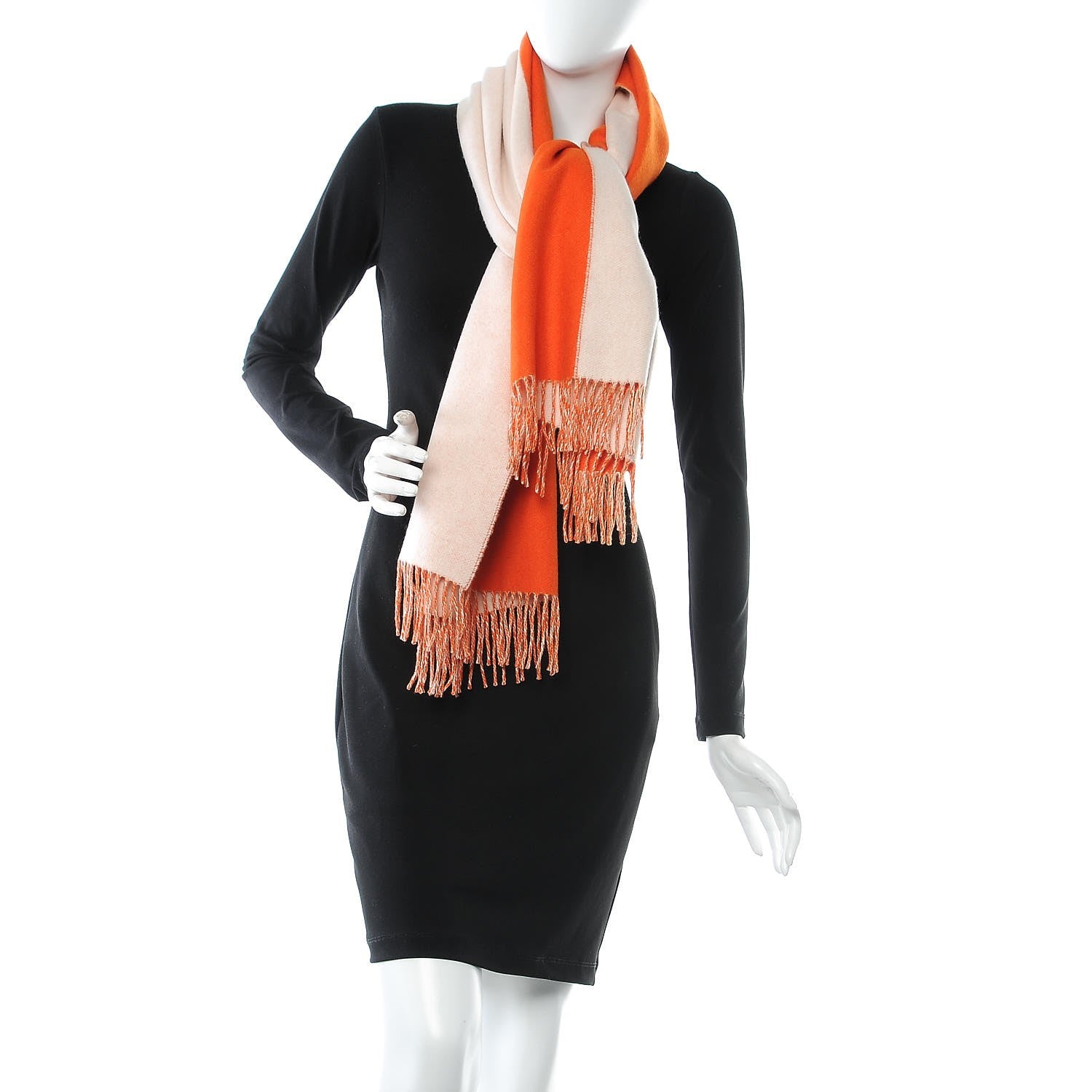 Hermes Cashmere Fringe Shawl Orange 2 of 4