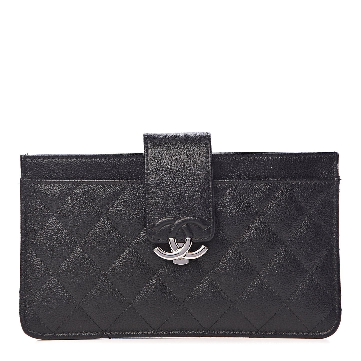 Caviar Quilted CC Box Strap Pouch Black