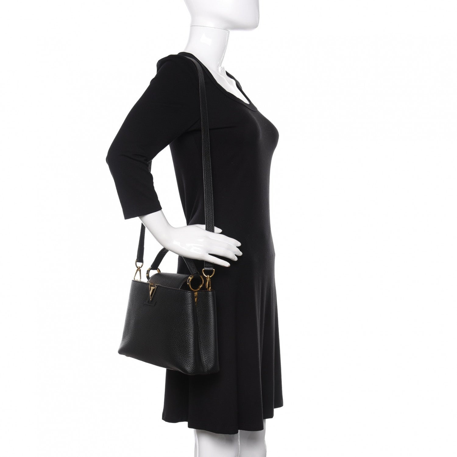 Louis Vuitton Taurillon Capucines BB Black 2 of 9