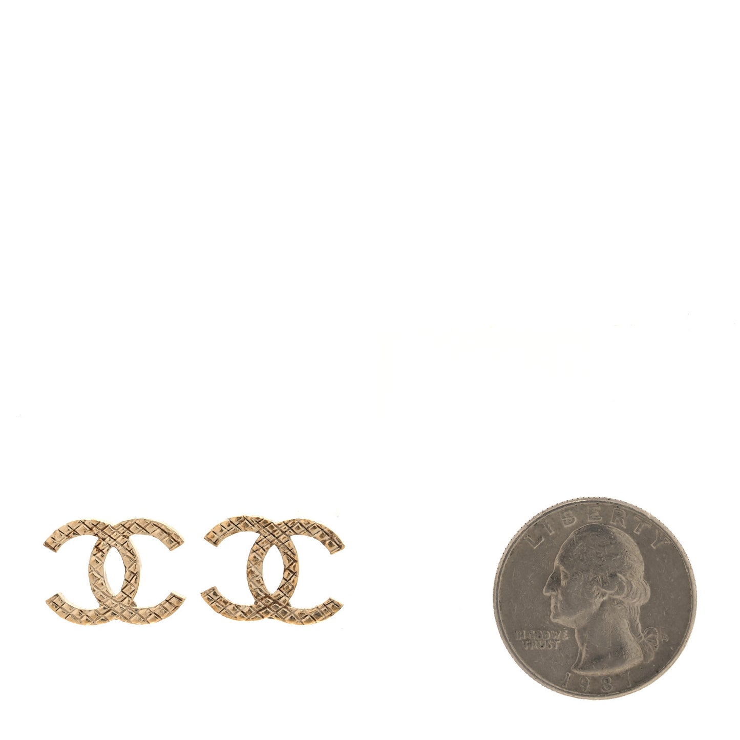 Metal Textured CC Earrings Gold