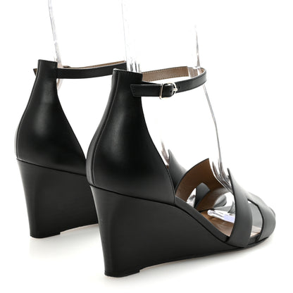 Hermes Calfskin Legend Wedge Sandals 39.5 Black 5 of 10