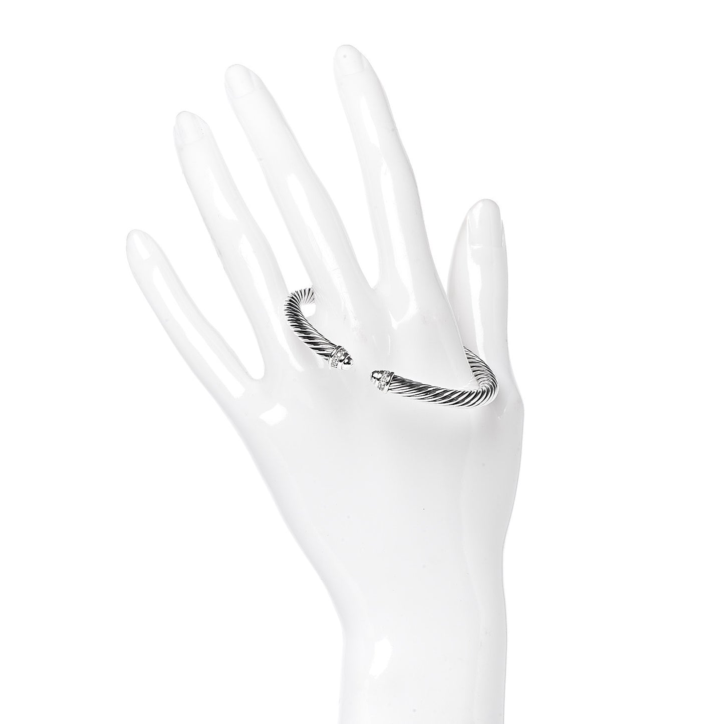 Sterling Silver Diamond 5mm Cable Classics Dome Bracelet