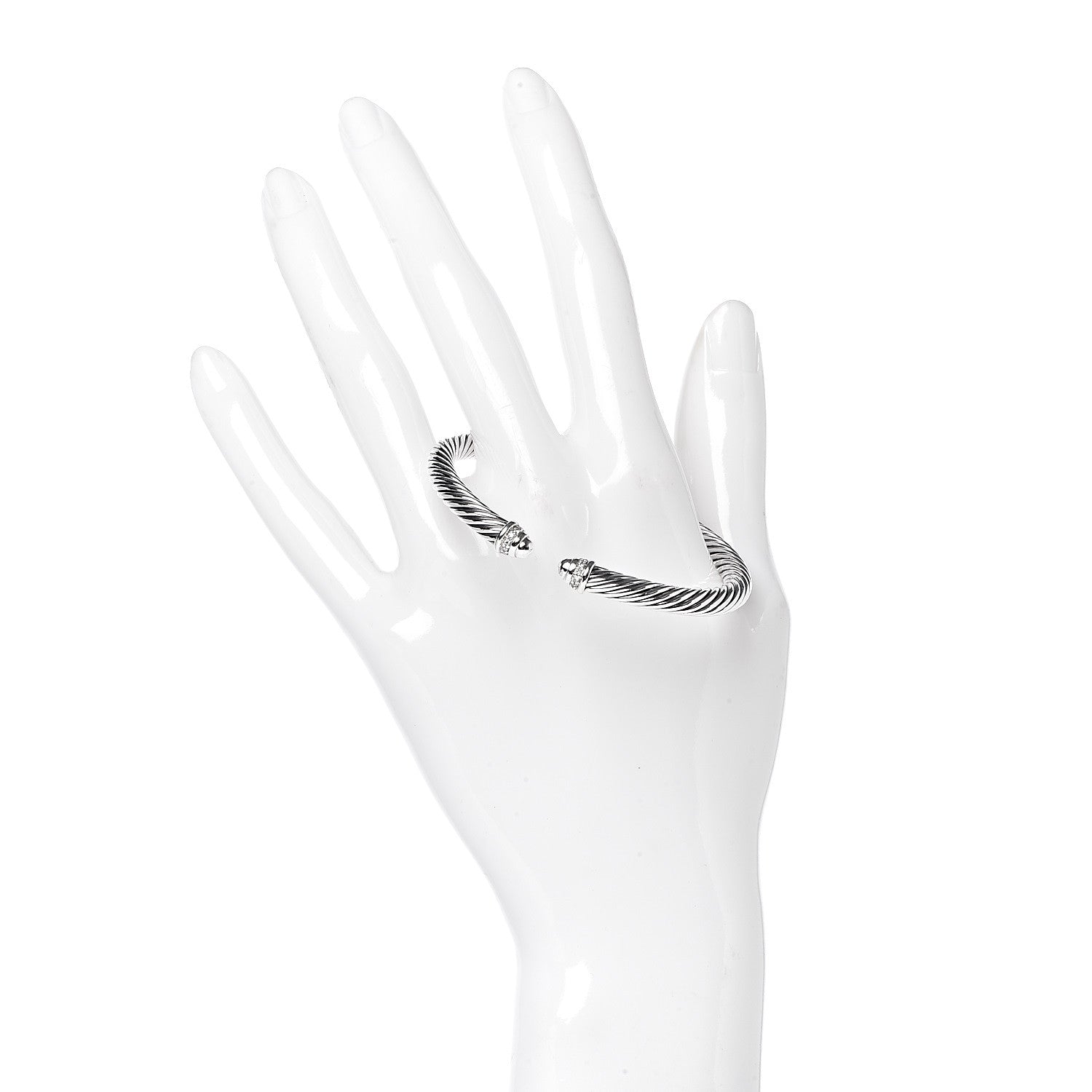 David Yurman Sterling Silver Diamond 5mm Cable Classics Dome Bracelet 2 of 5