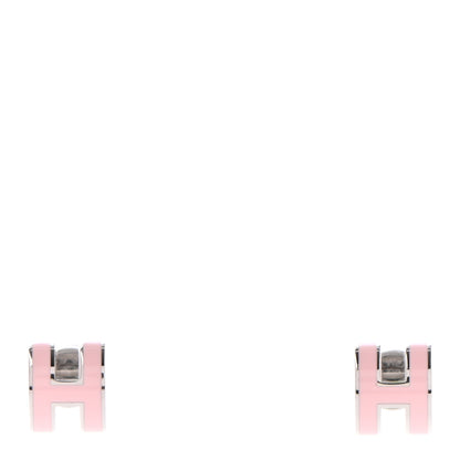 Hermes Palladium Lacquered Mini Pop H Earrings Rose Dragee 1 of 5