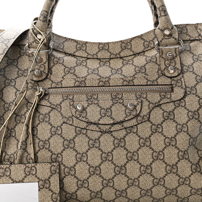 Balenciaga X GUCCI GG Supreme Monogram Neo Classic Silver Hardware City Beige Ebony 8 of 10