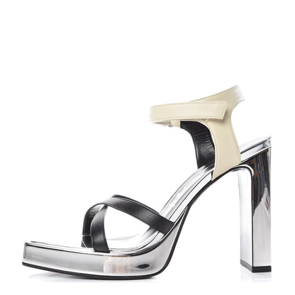 Gucci Calfskin Colorblock Crystal Buckle Platform Sandals 40.5 Silver 1 of 12