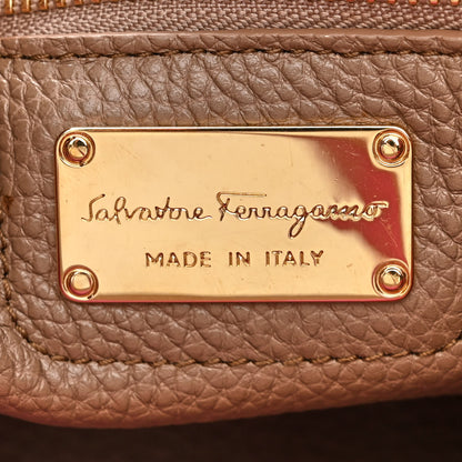 Salvatore Ferragamo Hammered Calfskin Double Handle Small Amy Tote Beige Pink 6 of 10
