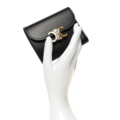 Celine Shiny Smooth Lambskin Small Triomphe Wallet Black 2 of 9