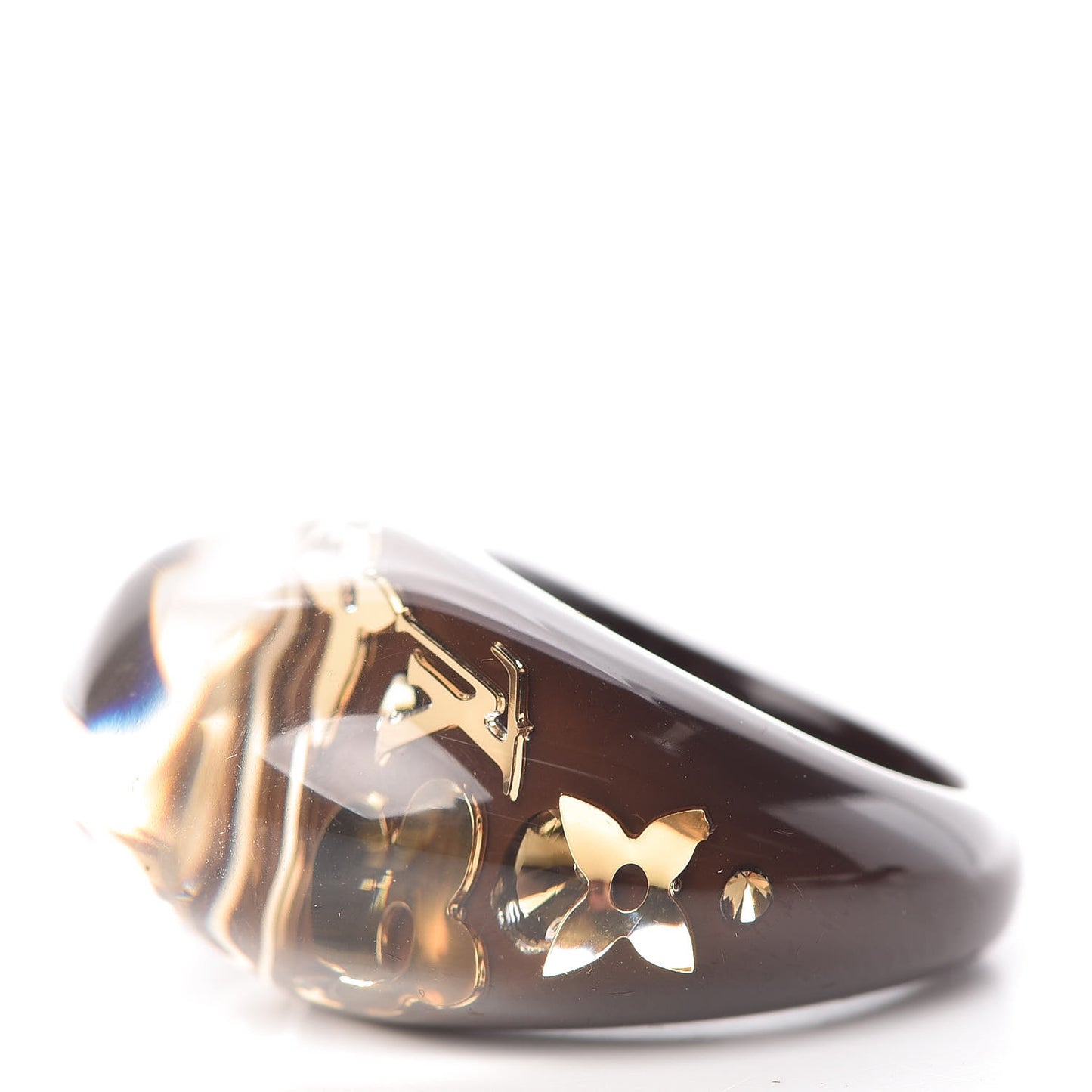 Resin Swarovski Crystal Inclusion Ring 7 Marron