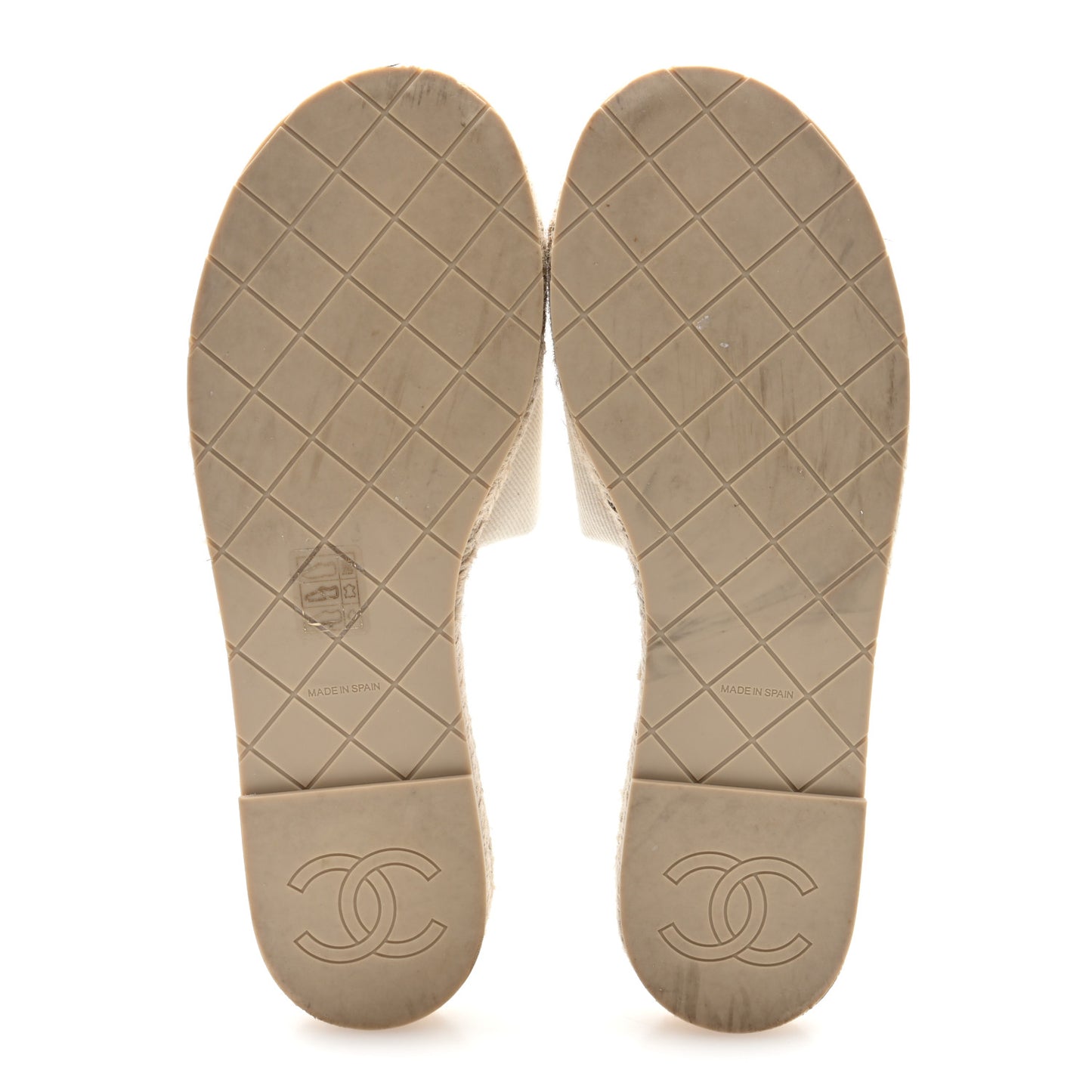 Canvas Embroidered CC Floral Espadrille Slip On Sandals 40 White Multicolor